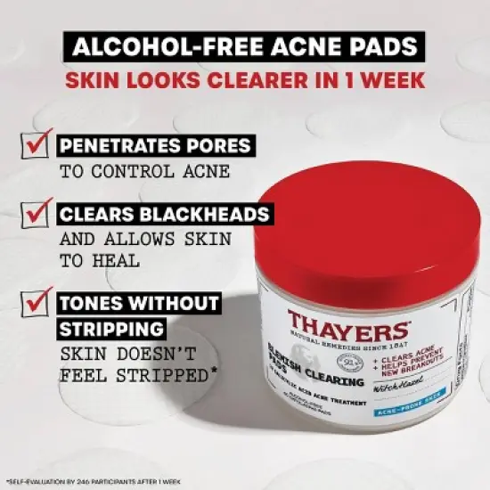 Thayers Natural Remedies Acne Clearing Toner Pads with Salicylic Acid - 60ct image {3}