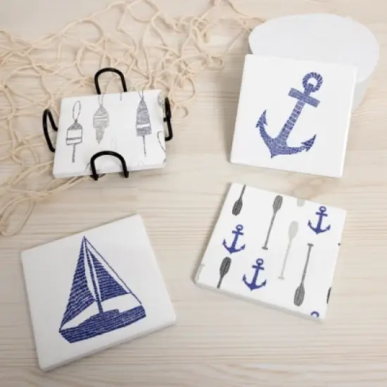 Pavilion Gift Company - Lake - 4" Ceramic Coasters (Set of 4) - Trivets image {1}