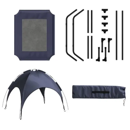 Elevated Dog Bed with Canopy - 30x24-Inch Portable Pet Bed with Non-Slip Feet - Indoor/Outdoor Dog Cot with Carrying Case by PETMAKER (Blue) image {6}