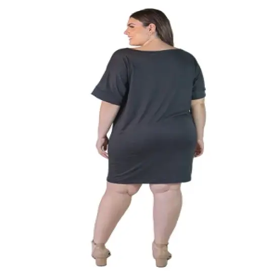 Plus Size V-Neck Knee Length Loose Fit Dress image {2}