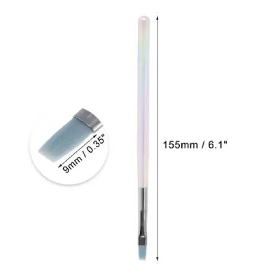 Unique Bargains Fantasy Color Flat Nail Painting Brushes for Polish Painting Home DIY Blue 1 Pc image {3}