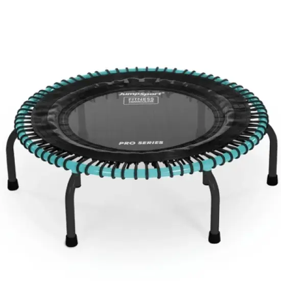 JumpSport 350 Pro Fitness 39" FlexBounce Cardio Workout Indoor Trampoline with 4 Elastic Cords and 7 Firmness Settings for Home Gyms, Teal & Black image {1}