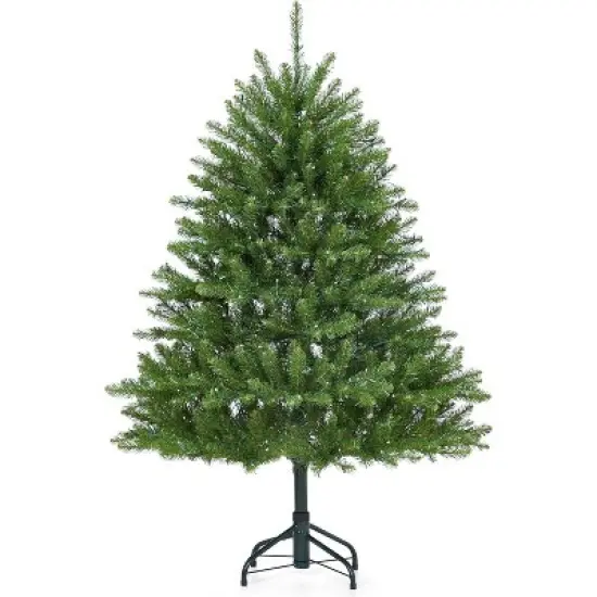 4.5/6/7.5/9FT Pre-Lit Artificial Spruce Christmas Tree with 200 Lights, 11 Modes, Hinged Branches, Foot Switch, Thick Tips, Green, Metal Stand image {7}