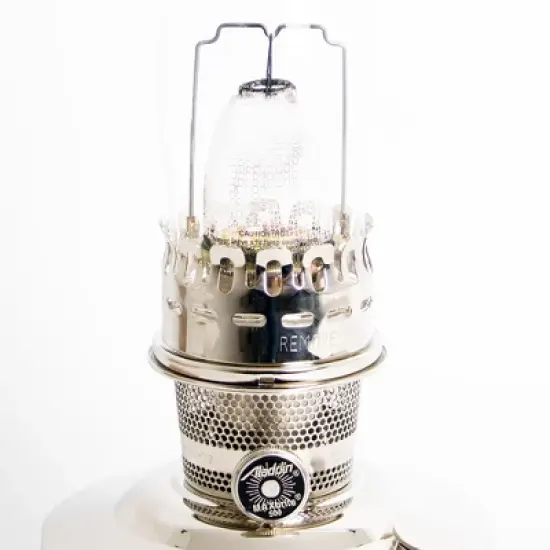Aladdin Oil Fuel Lamp, Indoor Emergency Lighting for Shelf, Table or Hanging, Chrome or Brass Finish image {4}