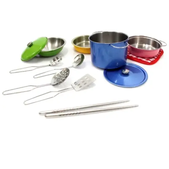 Insten 12 Piece Kids Pots and Pans Playset, Cooking Toy Kitchen Accessories Set image {1}