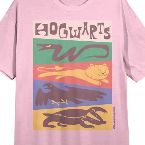 Harry Potter Hogwarts Houses Women's Pink Short Sleeve Sleep Shirt image {1}