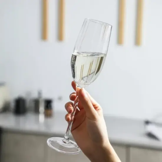 Slickblue Crystal Clear Ribbed Optic Champagne Flutes - 8 oz, Set of 4 image {3}