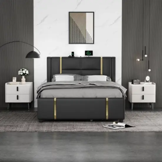 INFURNIC Nightstands Set of 2 Night Stand with 2 Drawers Marble Pattern Tabletop Modern Design for Bedroom Living Room, White, 19.88"*15.94"*20.16" image {2}