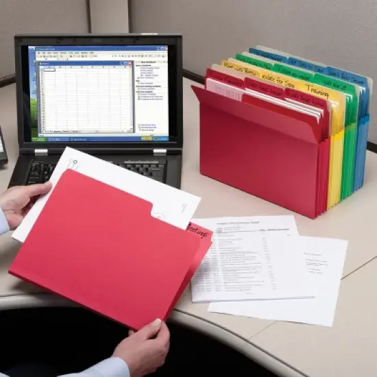 Smead File Pocket, Straight-Cut Tab, 3-1/2" Expansion, Legal Size, Assorted Colors, 5 per Pack (74892) image {2}