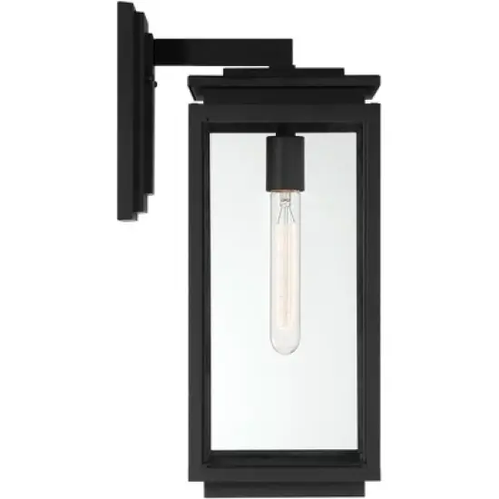 Possini Euro Design Modern Outdoor Wall Light Fixture Matte Black 18" Clear Glass for Post Exterior Barn Deck House Porch Yard image {6}