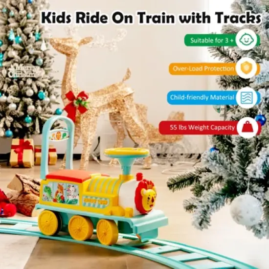 Costway 6V Electric Kids Ride On Train Motorized Train Toy w/ Track & 6 Wheels image {4}