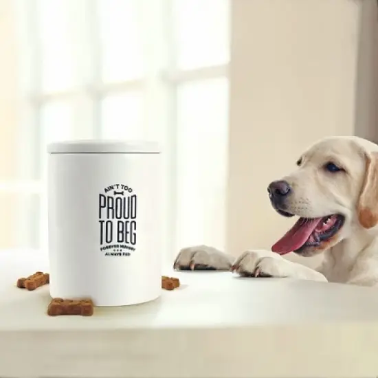 Fred Howligans Ceramic Treat Jar, Wax-Resist Airtight Stoneware Pet Treat Container with Silicone Seal for Storing Dog Snacks, Cat Treats, Cookies image {3}