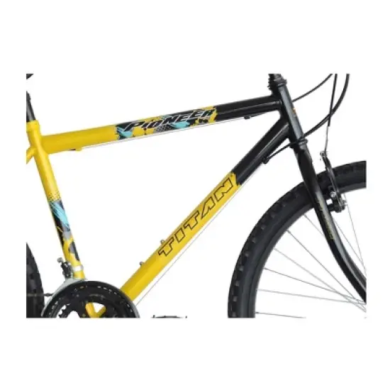 Titan Bikes Men's Pioneer 12-Speed Mountain Bike with Pull Brakes, Yellow image {1}