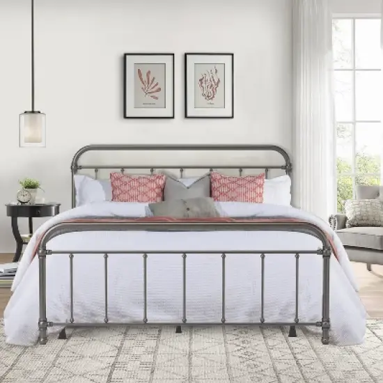 King Kirkland Metal Bed Aged Pewter - Hillsdale Furniture image {1}