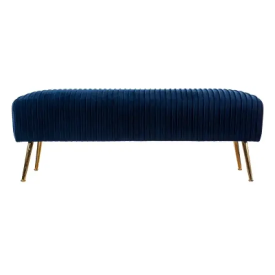 Tawver Contemporary Upholstered Bench Blue/Gold - Aiden Lane image {1}
