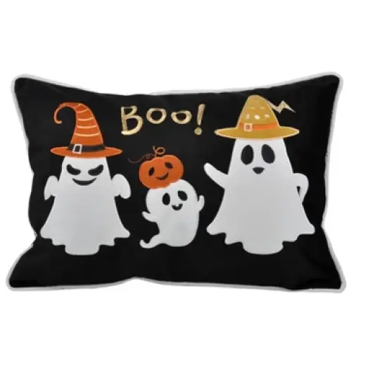Halloween Ghost with Pumpkin Bucket Throw Pillow image {8}