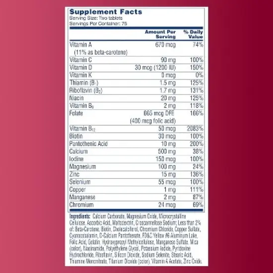 One A Day Proactive 65+ Multivitamin for Men & Women, 150 Ct &ndash; with A, C, D, Zinc, Calcium, Folic Acid for Bone & Cell Health image {5}