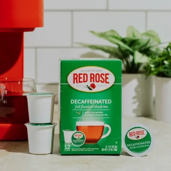 Red Rose Naturally Decaffeinated Black Tea with 12 Single Serve Tea K-Cups Per Box (Pack of 6) K-Cup Pods for Keurig image {3}