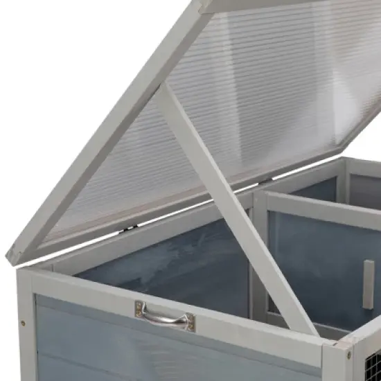 Sevobal Pet Carriers, Double Layer Rabbit Hutch with Wheels, Portable Fence for Yard Living Room, Gray, 35.43"*19.68"*36.61" image {4}