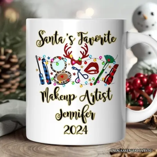 Makeup Artist Buffalo Plaid Christmas Mug (Non-Custom Only)| OrnamentallyYou image {3}