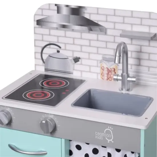 Teamson Kids Little Chef Philly Modern Wooden Kitchen Playset, Aqua/White image {5}