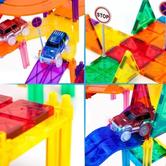 Picasso Tiles Magnetic Race Track 150pc Building Set image {3}