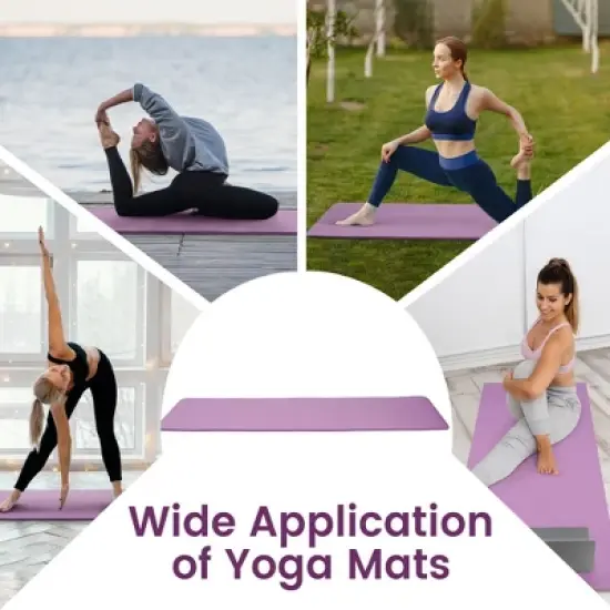 Fitvids 1/2-Inch Thick High Density Foam Exercise Yoga Mat with Carrying Strap, For Cushioning The Body Against Hard Floors, Taro Purple image {4}