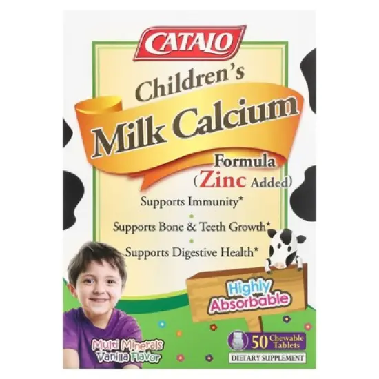CATALO Children's Milk Calcium Formula (Zinc Added) - Promote Bone Growth and Teeth Development with Milk Calcium and Zinc, 50 Chewable Tablets image {4}