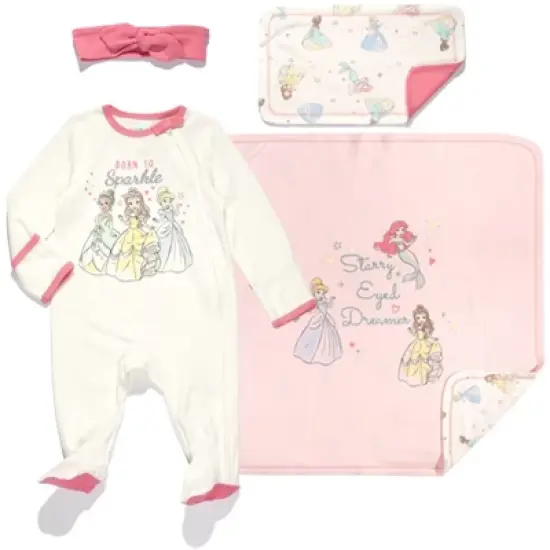 Disney Winnie the Pooh,Lion King,Pixar Monsters Inc.,Princess Baby Sleep N' Play Coverall Bib Blanket and Burp Cloth 4 Piece Outfit Set Newborn  image {7}
