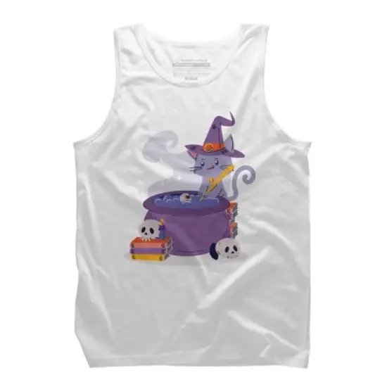 Men's Design By Humans Halloween Kitty Cauldron By machmigo Tank Top image {6}