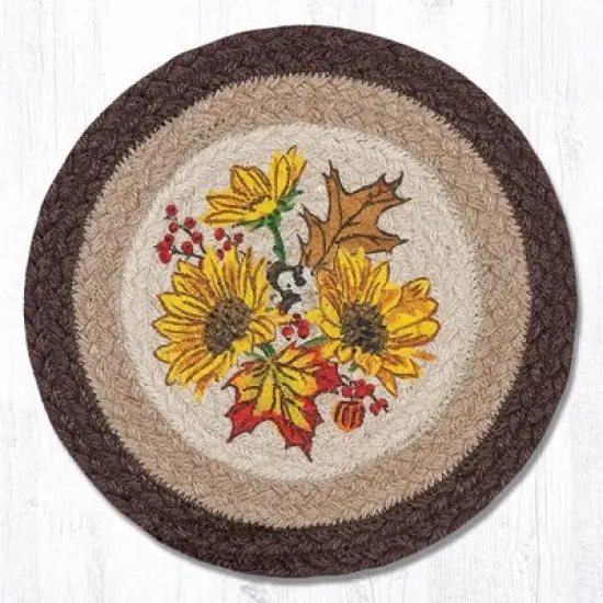 Earth Rugs Decorative Autumn Sunflower Printed Round Trivet 10" Farmhouse Kitchen Accent image {3}