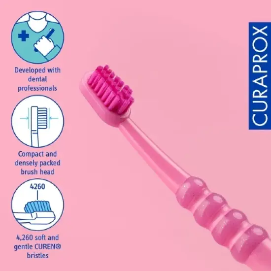 Curaprox Baby Toothbrush, Ultra Soft for Ages 0&ndash;4 for Safe and Gentle First Tooth Cleaning image {2}