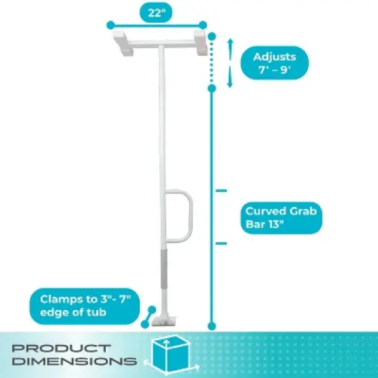 Stander Wonder Bathtub Pole Lite, Bath Safety Rail with Grab Bar Handle, White image {7}