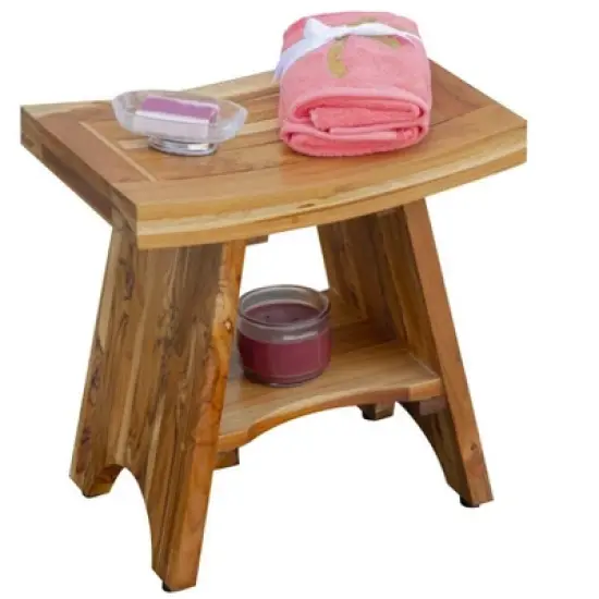 EcoDecors&reg; Serenity&reg; 18" Teak Wood Shower Bench with Shelf in EarthyTeak Finish image {5}