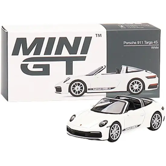 Porsche 911 Targa 4S Convertible White with Black Stripes Limited Ed to 3600 pcs 1/64 Diecast Model Car by True Scale Miniatures image {3}