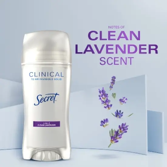 Secret Clinical Strength Invisible Solid Antiperspirant & Deodorant for Women - Clean Lavender - 2.6oz image {6}