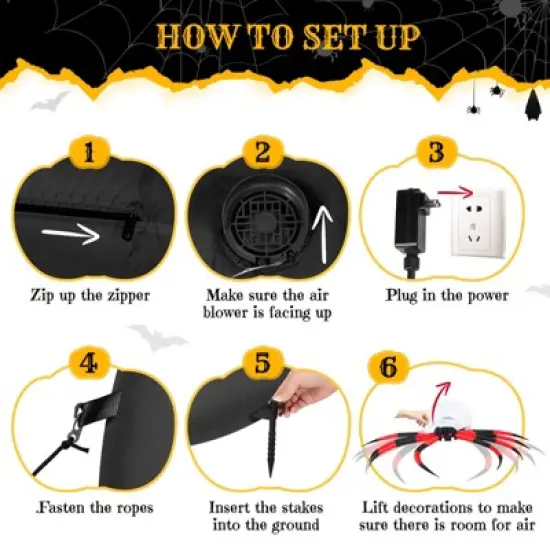 11.8 FT Halloween Inflatables Crawling Spider Outdoor Decorations Scary Halloween Giant Blow up Decorations for Holiday Party Front Yard Lawn Garden image {5}