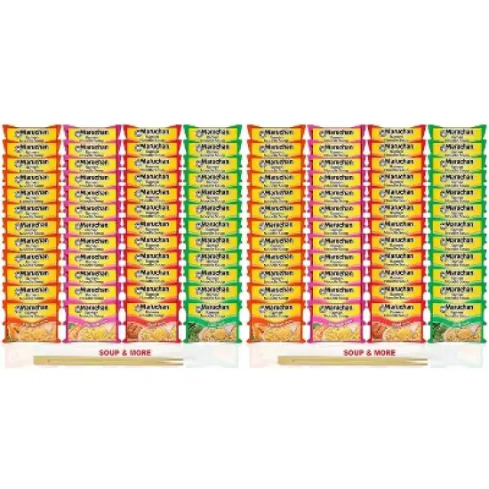 Maruchan 96 Count Asst Ramen Instant Noodle Soup Packs- 24 Chicken, 24 Shrimp, 24 Beef & 24 Chili Flavors Lunch/Dinner Variety image {3}