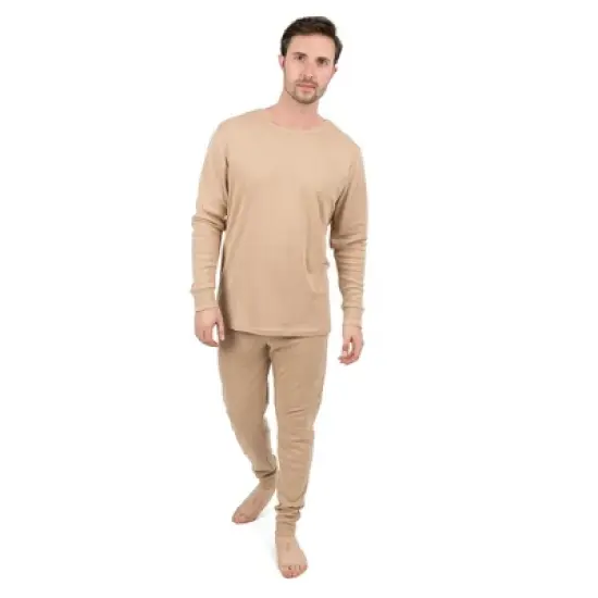 Leveret Mens Two Piece Cotton Solid Neutral Color Pajamas image {7}