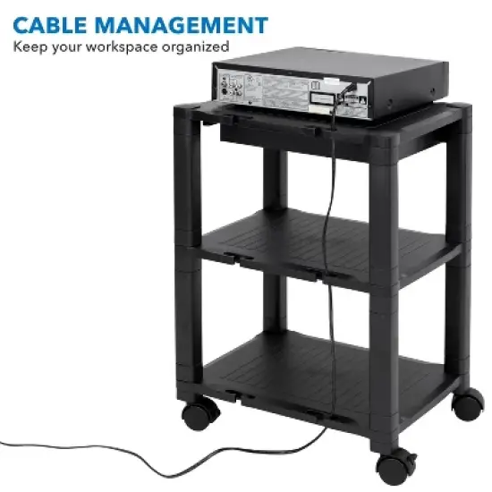 Mount-It! 3 Tier Mobile Printer Stand with Drawer | Height Adjustable Printer Cart with 4 Swivel Wheels and Cable Management | Rolling Printer Stand image {3}