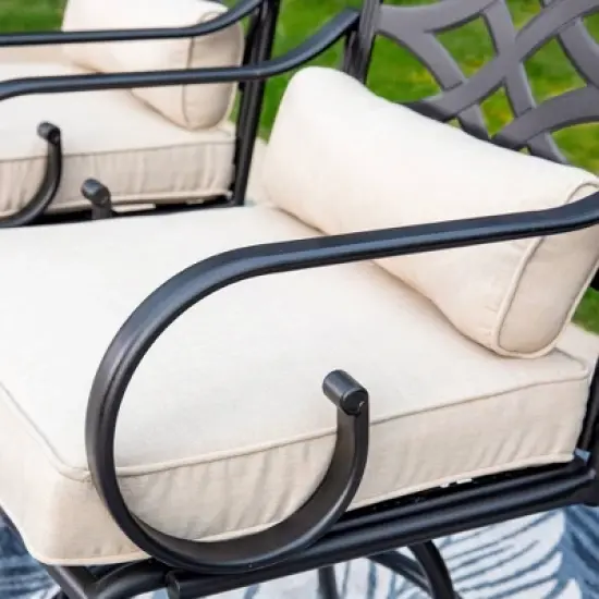 5pc Outdoor Set with Swivel Stools with Cushions & Metal Table - Captiva Designs image {4}