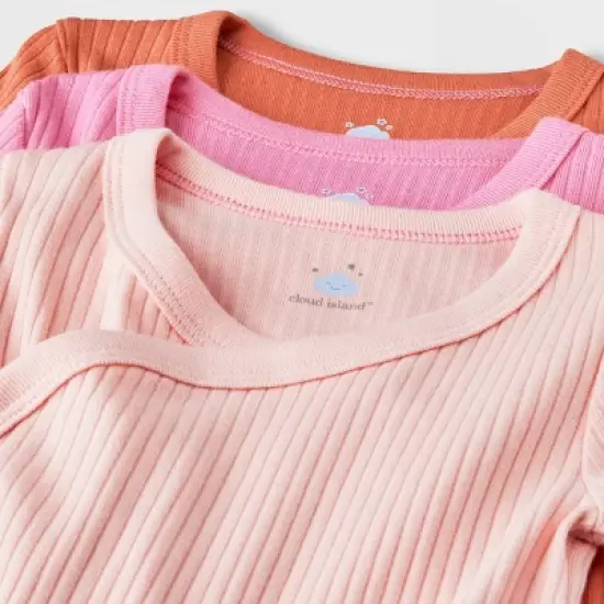 Baby Girls' 3pk Side Snap Long Sleeve Bodysuit - Cloud Island&trade; Pink image {2}