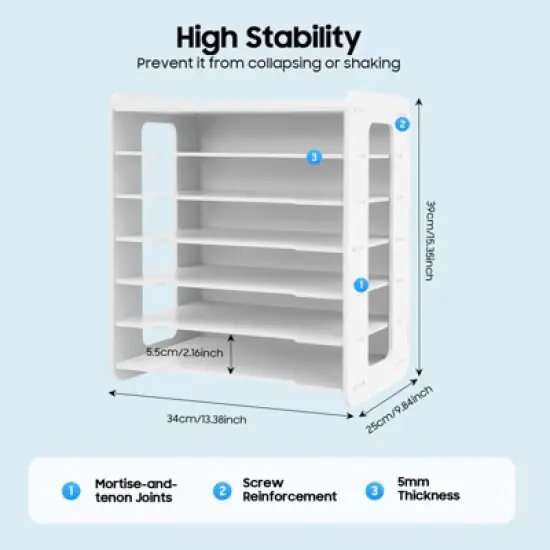 YIYIBYUS 7 Tier White Office Desk Desktop Organizers Letter Tray image {2}