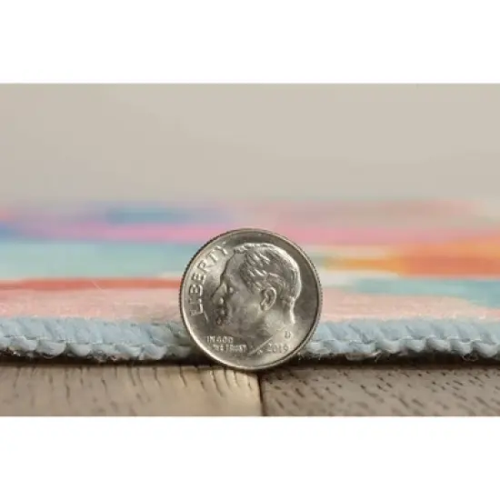 Padgett Washable Outdoor Rug Aqua Blue/Orange - Linon image {5}