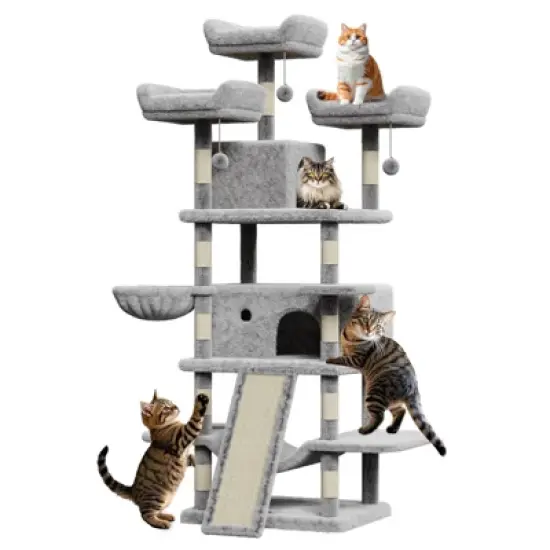 68.5 Inch Multi-Level Cat Tree, Plush Cat Tower with Condo/Sisal Scratching Posts image {9}