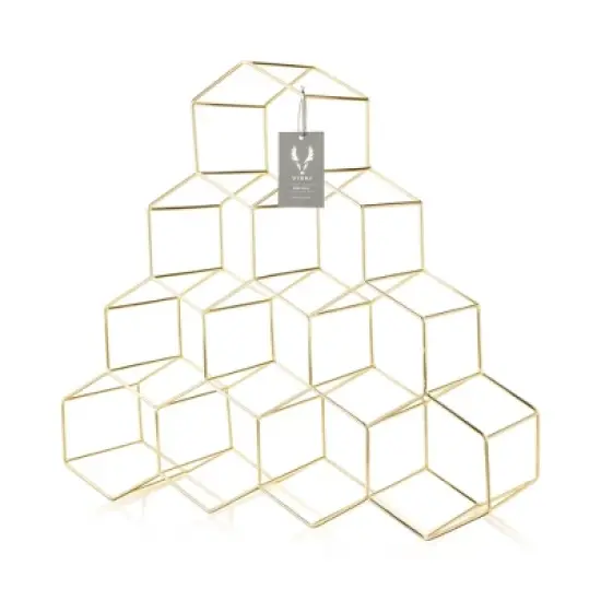 Viski Geo Gold Bottle Wine Rack, Honeycomb Design image {3}