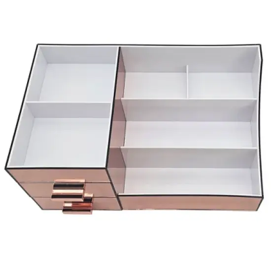 OnDisplay Cindy Tiered 2 Drawer Mirrored Acrylic Makeup/Jewelry Organizer for Bathroom Vanity/Desktop image {4}