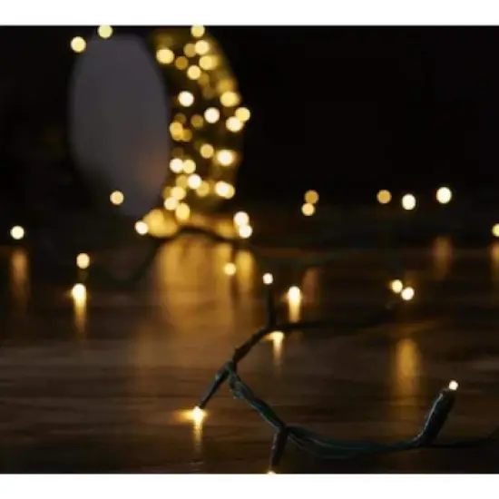 GE StayBright 250-Count Warm White LED Plug-In String Lights Green Wire 51.8FT image {3}