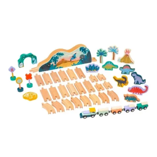 Manhattan Toy T-Rex Express 45-Piece Jurassic-Themed Wooden Toy Train Set for Toddlers 3 Years and Up image {1}