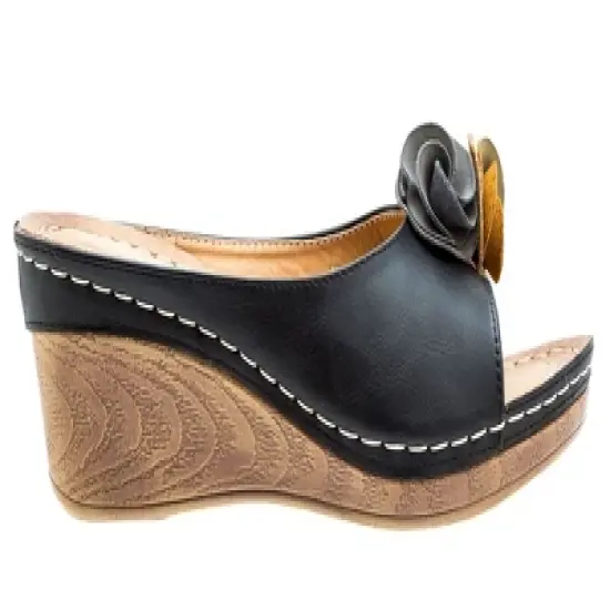 GC Shoes Sydney Flower Comfort Slide Wedge Sandals image {1}